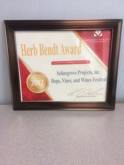 Award certificate for the Herb Bendt Award