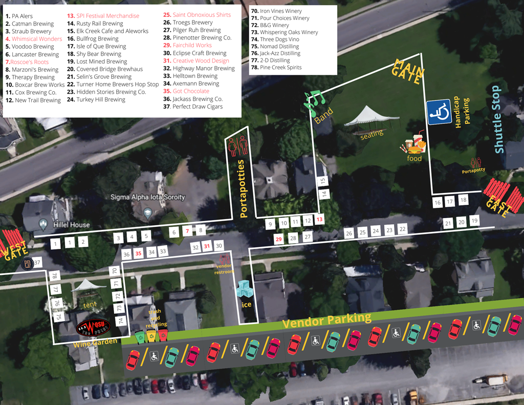 Festival Map Selinsgrove Beer & Wine Festival